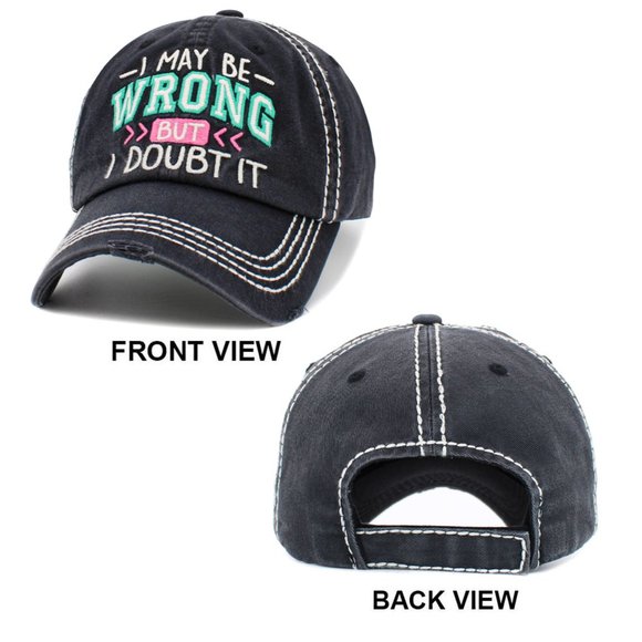 Distressed Denim Ball Cap, I May be Wrong but I Doubt It Vintage Baseball Cap - Picture 5 of 5